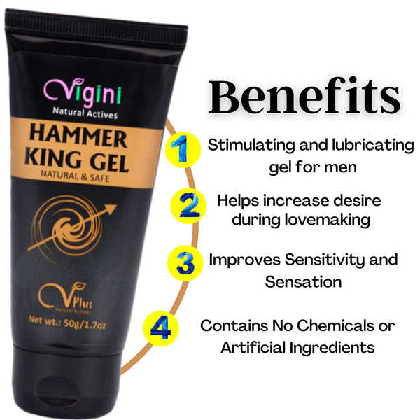 Vigini Hammer King Massage Gel for Men 50g | Shilajit Gold Ayurvedic Capsule 30Caps MT 24