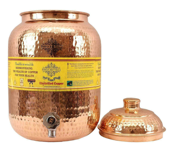 Hammered Copper Water Dispenser/Storage 8 liter Golden color