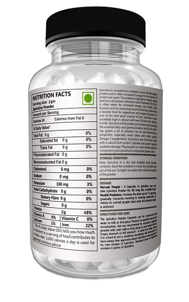 Heilen Biopharm Organic Spirulina capsule 180 nos, 500 mg X 180 Capsules (90 grams) (Pack Of 2) JS82