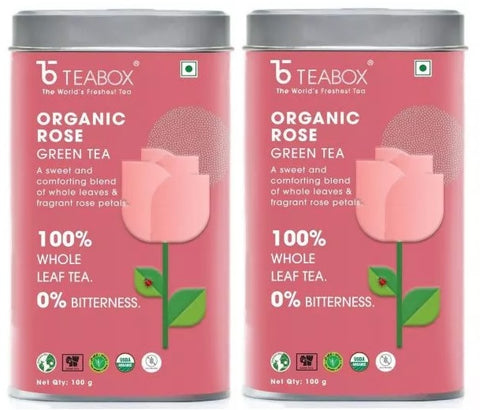 Teabox Organic Rose Green Tea (Pack of 2, each 100 g) SN060