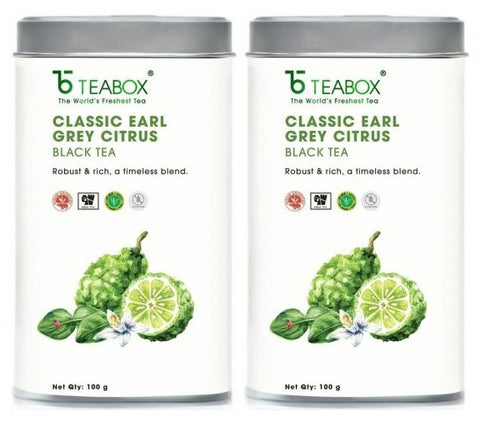 Teabox Classic Earl Gray Citrus Black Tea  ( Pack of 2, each 100 g) SN055