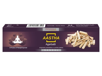 Patanjali Astha - Sandalwood Incense Sticks, Incense Sticks Aastha Agarbatti, (75g) X 2 YK14