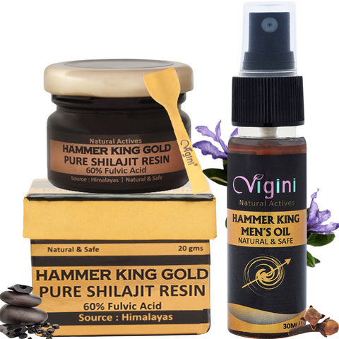 Vigini Pure Premium Shilajit Gold Resin 20g | Hammer King Men’s Oil 30ml MT 26