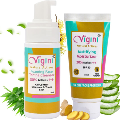 Foaming Face Toner Cleanser, Face Wash 150ml and Mattifying Lightweight Moisturizer 50gm MT 29