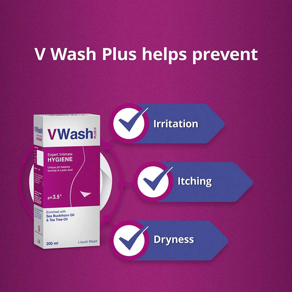 VWash Plus Expert Intimate Hygiene ,Liquid Wash Prevents Dryness, Itchiness And Irritation, Balances PH, Paraben Free, 200 ml ST0107
