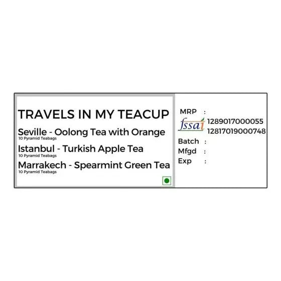 Tea set 3 flavors (30 packs, 2 g), Travels in My Teacup Set (Pack of 2) SN022