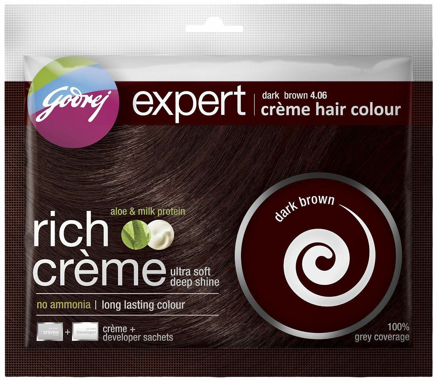 Godrej Expert Herbal Rich Creme Hair Color No Ammonia Dark Brown (Pack of 4)