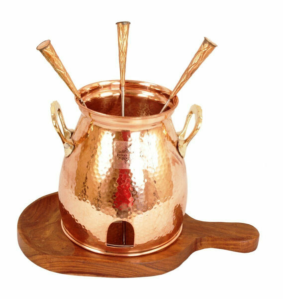 Handmade Copper Table From India Tandoor With Wooden Bottom of 8 inch