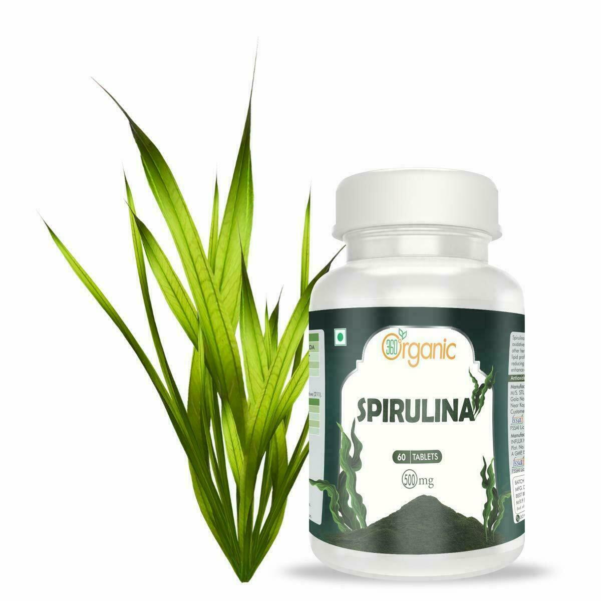 360 Organic India Spirulina Tablets-500mg (60 Tablets)