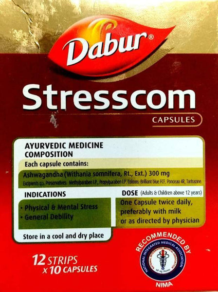 Dabur Stresscom Ashwagandha 120 Caps (10 caps X 12 strips) YK043