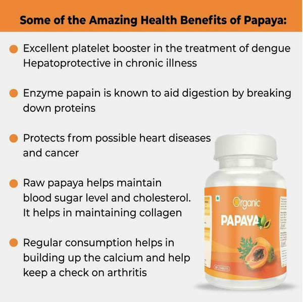 360 Organic India Papaya Tablets - 500 mg 30 Tablet YK051