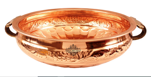 Copper Embossed Design Urli Decorative Platter 750 ml