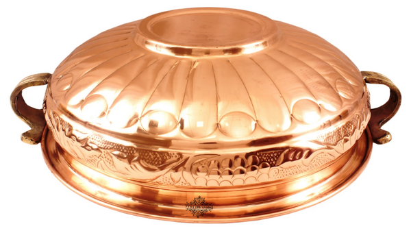Copper Embossed Design Urli Decorative Platter 750 ml
