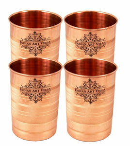 Copper Glass Tumbler, 300 ml (Brown) - Set of 4 Pieces