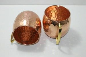 Set of 2 Handmade Solid Copper Mug Hammered Pure Copper Moscow Mule Mugs Cups