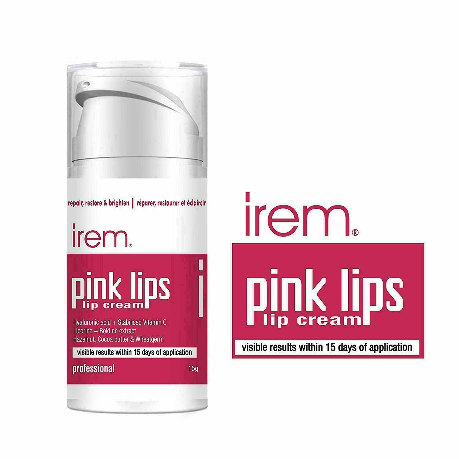 Irem Pink Lips - Lip cream Repair restore and brighten lips. With Vitamin C, 15g