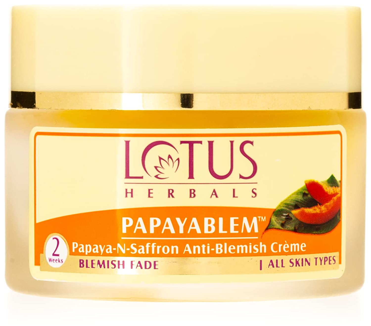 Lotus Herbals Papayablem Papaya-n-Saffron Anti-Blemish Cream, 50g X 2 | JS84