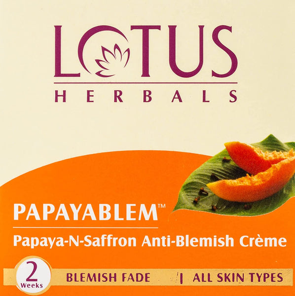 Lotus Herbals Papayablem Papaya-n-Saffron Anti-Blemish Cream, 50g X 2 | JS84