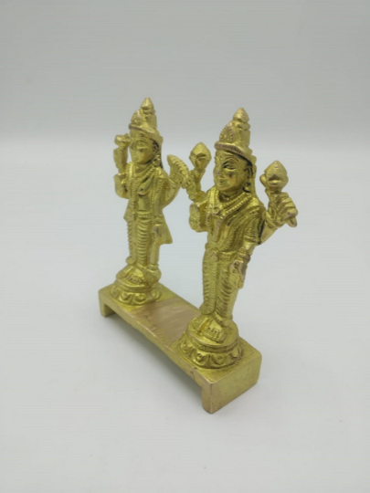 Hindu God Brass Golden Sri Ram and Goddess Seeta Idol Sculpture Statue Murti ,Handmade Metal Statue ,Vintage Statue, Laxmi Statue ST016