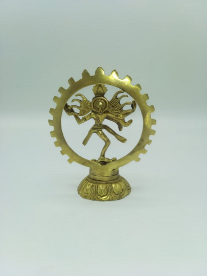 Prasiddh copper idols presents Nataraja shiva the cosmic dancer idol Murti Hindu Statue Home Office Mandir Gold Temple Handmade Statue ST015