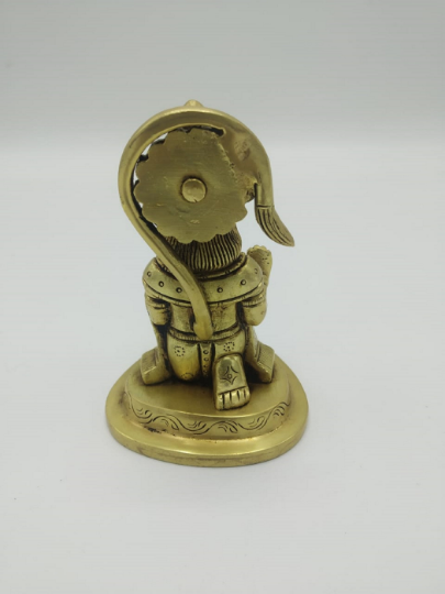 Handmade Golden Brass Hanuman Idol Hindu God of Strength Bajrangbali | Hindu Figurine | Vintage Statue | Hindu God Statue | Hanuman Murti | ST05