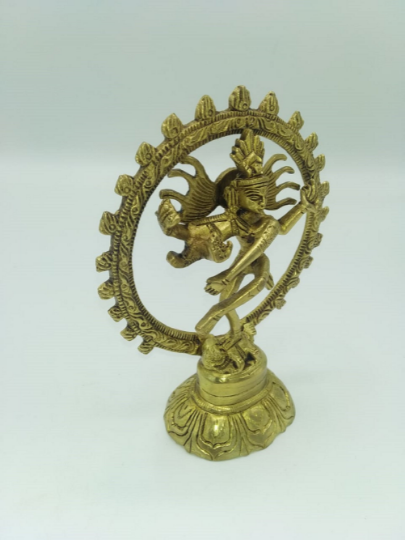 Prasiddh copper idols presents Nataraja shiva the cosmic dancer idol Murti Hindu Statue Home Office Mandir Gold Temple Handmade Statue ST015
