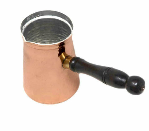Copper Mug with Solid Plain and Long Wooden Handle  Capacity 300 ML UN06