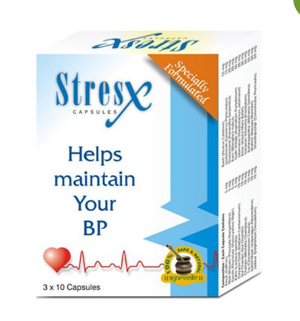 Stresx Ayurvedic Capsules to Control High Blood Pressure 120 Capsules ( pack of 4 ) SK101