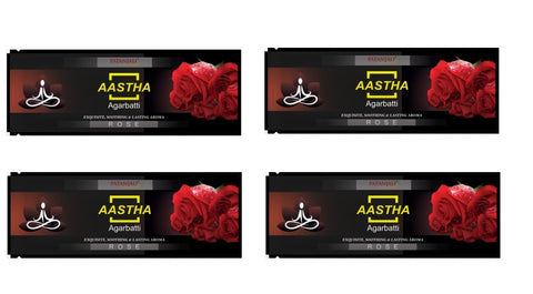 AASTHA AGARBATTI ROSE - 18 STICK 50 GM Pack 4 YK45