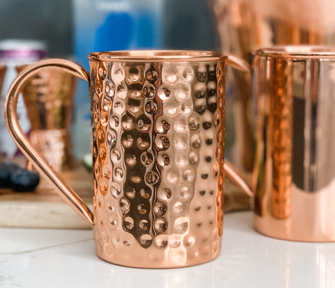 Traditional Copper Hammered Design Mug With Handle & Bottom 600 ML UN010
