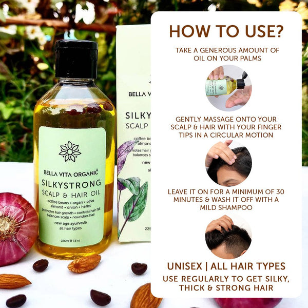 Bella Vita - Silky Strong Coffee Onion Ayurvedic Herbal Anti-Dandruff Natural Hair Growth Oil 225ml YK601