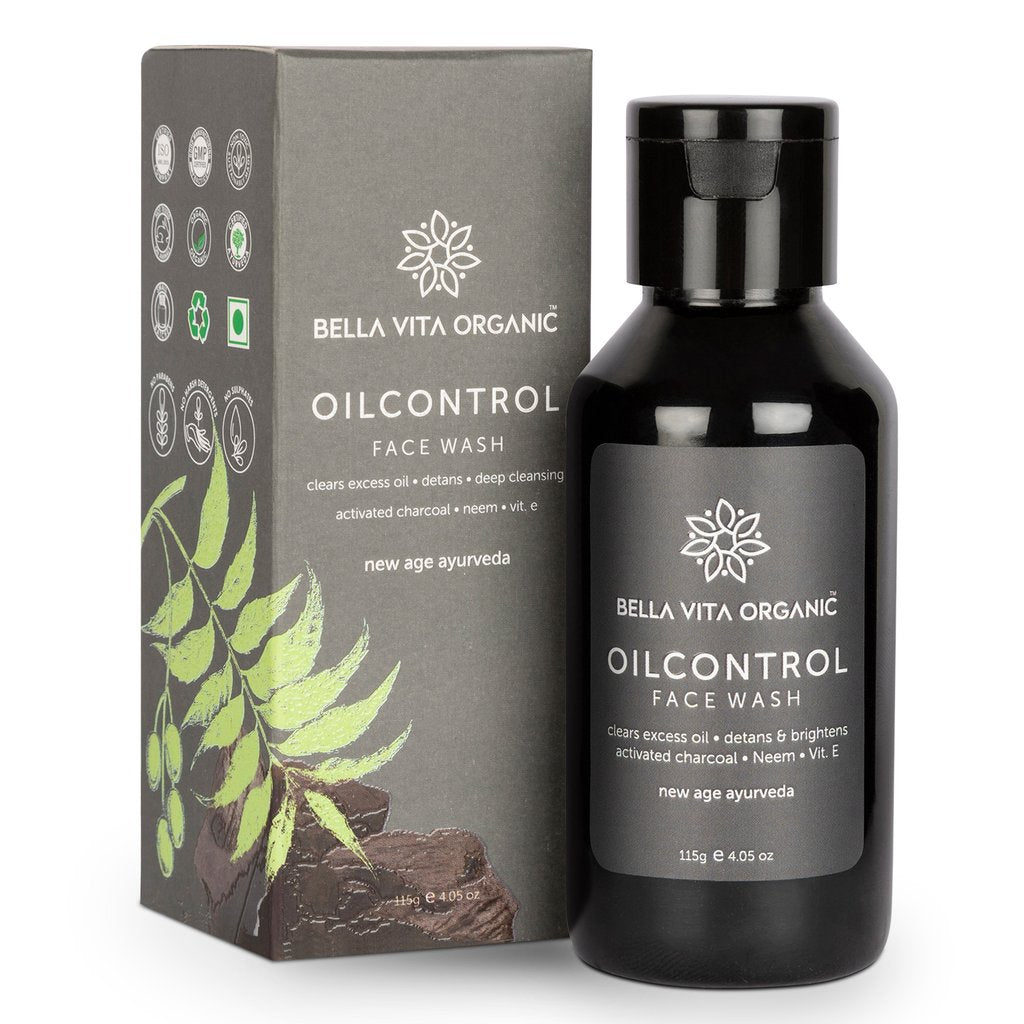 115ml  X 2 Bella Vita Organic - Oil Control Face Wash with Activated Charcoal For Deep Cleansing, Dirt Removal & Skin Brightening, YK108
