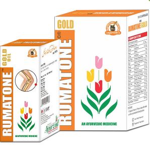 Rumatone Gold - Ayurvedic Arthritis Joint Pain Relief Pills and Oil ( 60 Capsules & 3 Oils ) SK143
