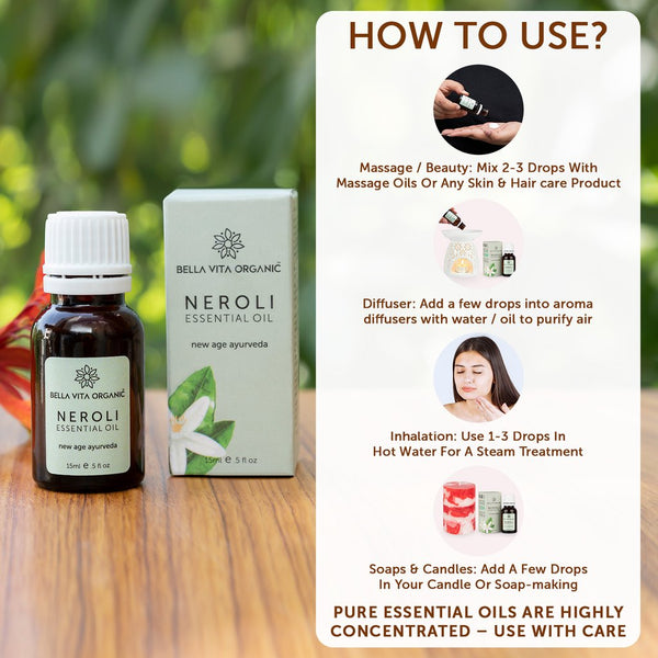 Neroli Essential Oil For Skin Moisturization, Face, Hair Care - 15ml X 2 YK00
