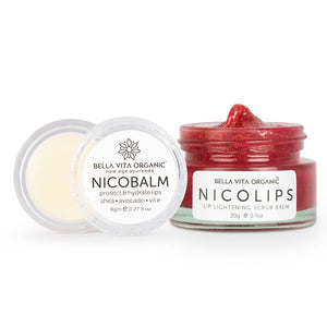 NicoLips Lip Scrub & NicoBalm Lip Balm Combo For Dry, Chapped & Dark Lips, 20 gm & 8 gm YK202
