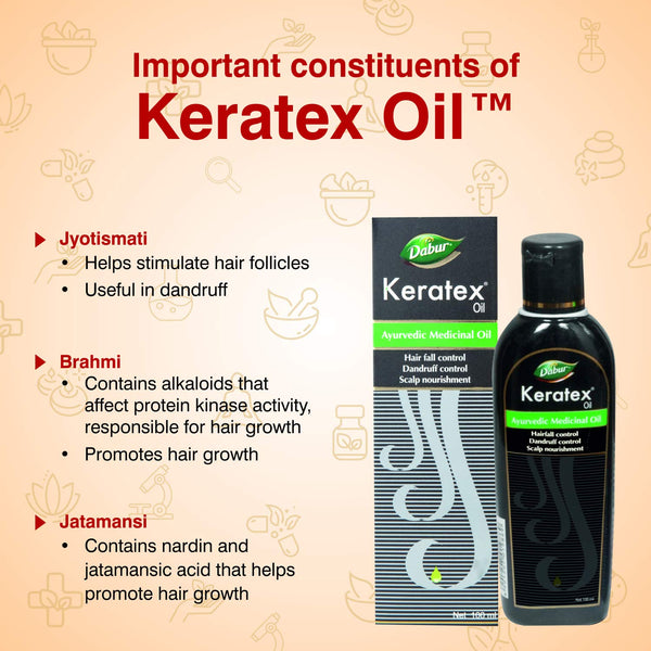 Dabur Keratex Oil Ayurvedic Medicinal Oil Reduces Hairfall, 100 Ml YK038