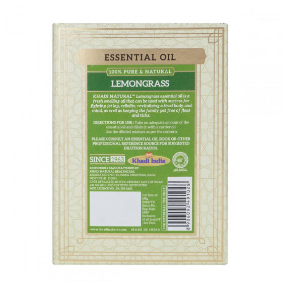 Khadi Pure Herbal Lemongrass Essential Oil, 15 ml X 2 YK116