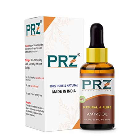 PRZ Amyris Essential Oil - Pure Natural Therapeutic Grade Oil for Skin Care & Hair Care, 15 ml X 2 YK13