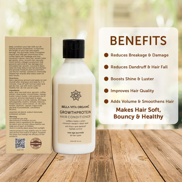 Bella Vita - Growth Protein Natural Hair Conditioner For Hair Fall, Dry & Frizzy Hair, 225 ml YK07