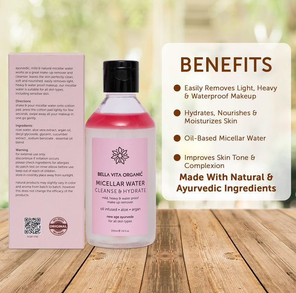 225 ml X 2 Bella Vita Organic - Micellar Water - Best Natural Makeup Remover and Cleanser YK010