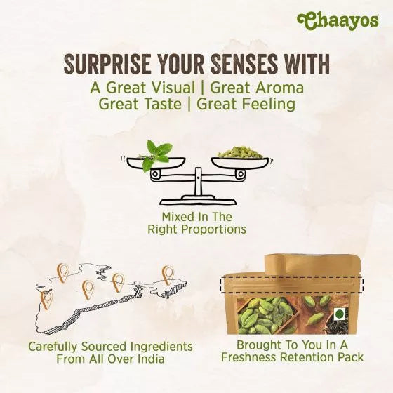 Chaayos Green tea with Tulsi and Cardamom (Pack of 2 , each 100 g) SN069